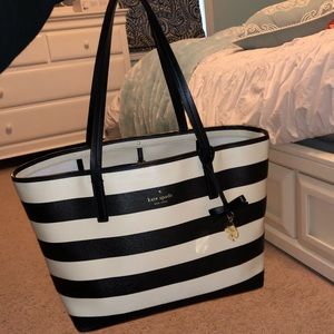 Kate Spade Black & White Striped Shoulder Bag